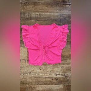 SHEIN RUFFLE SLEEVE CROP TOP